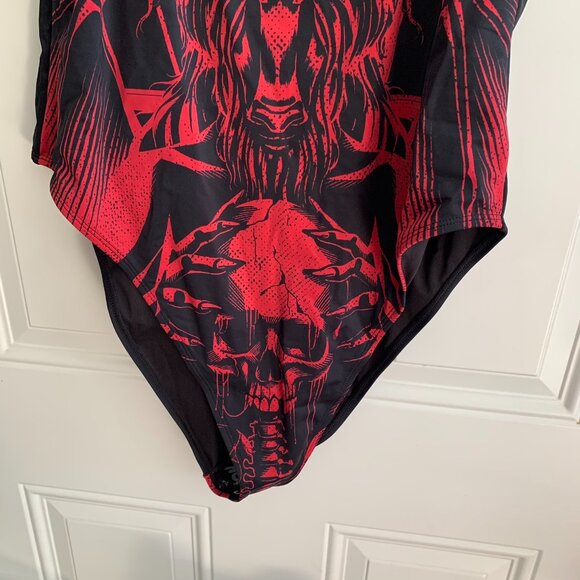 NWT Killstar Beach Beast Devil Baphomet Pentagram Gothic Full Swimsuit XXL - Picture 5 of 14